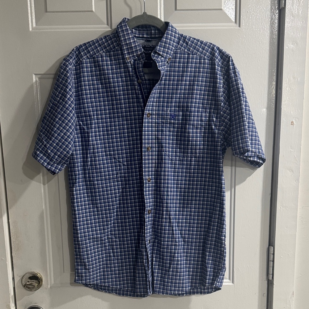 Ariat Men's Blue Checkered Button-Down Shirt